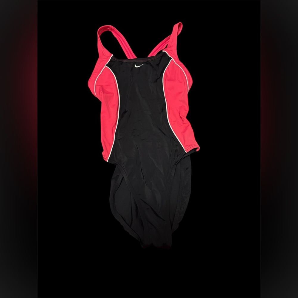 Nike Women's One Piece Black and Pink Swimsuit